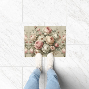Paillasson Vintage anglais Rose Jardin Cottagecore Décor