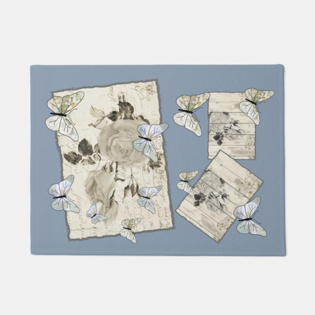Paillasson Vintage avec des papillons (Devant)