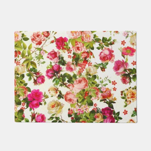 Paillasson Vintage Été Rose Peonies Fleurs (Devant)