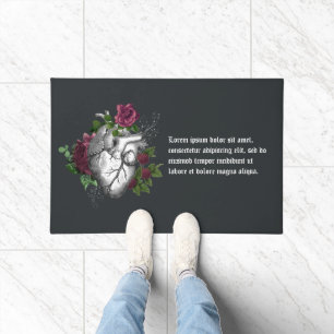 Paillasson Vintage Gothique Bourgogne Coeur Floral