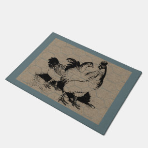 Paillasson Vintage Hen et Roster Country Farm et Animaux de c