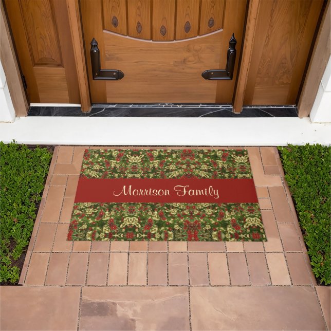 Paillasson Vintage Holiday Botanical Monogrammed Doormat (De plein air)