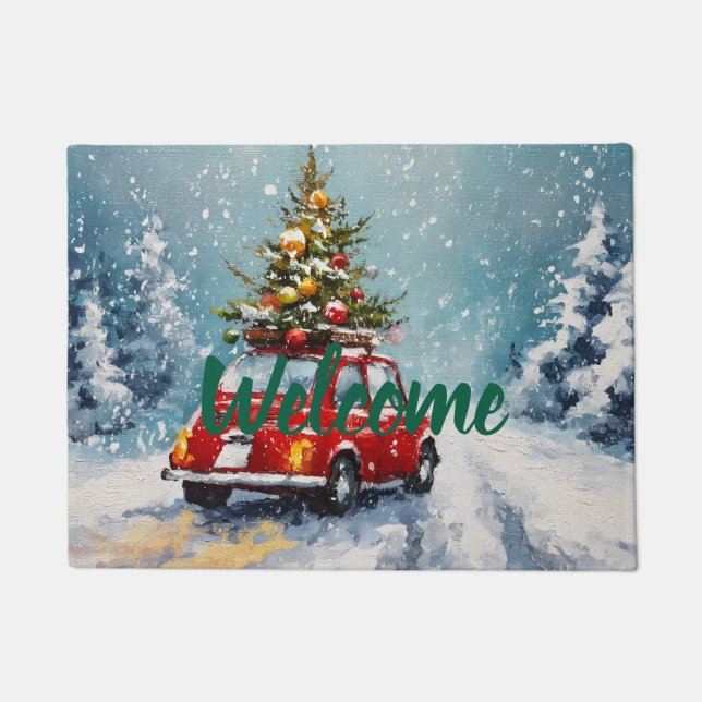 Paillasson Vintage Noël Retro Van Doormat (Devant)