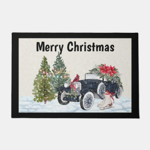 Paillasson Vintage Voiture Noël Porte Mat