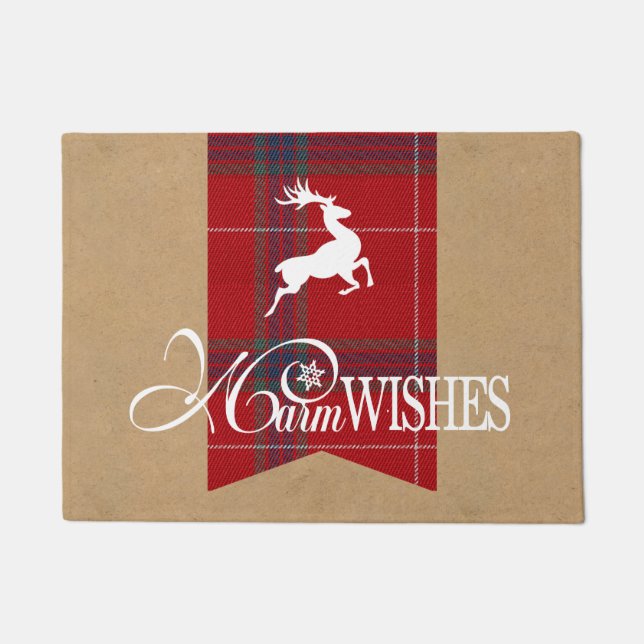 Paillasson Voeux chauds Kraft & Tartan Red ID589 (Devant)
