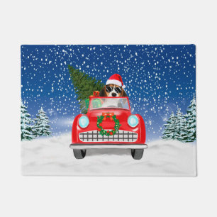 Paillasson Voiture De Conduite De Chien beagle En Noël De Nei