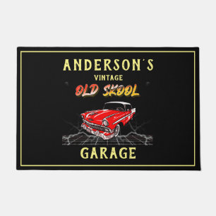 Paillasson Voiture Vintage Garage Old Skool Chevy sur Noir