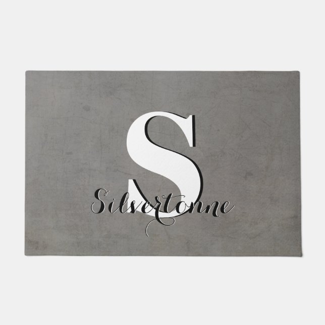 Paillasson Votre nom Custom Grey Monogram Doormat (Devant)