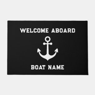 Paillasson Votre nom de bateau Ancre Bienvenue à bord