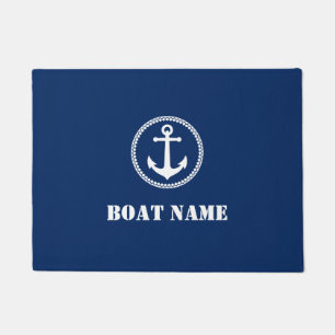Paillasson Votre nom de bateau Sea Ancre Navy Blue