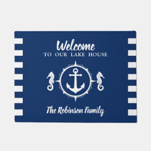 Paillasson Votre nom de famille Lake House Seahorse Ancre