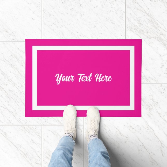 Paillasson Votre texte ici Script mat moderne rose (Intérieur)