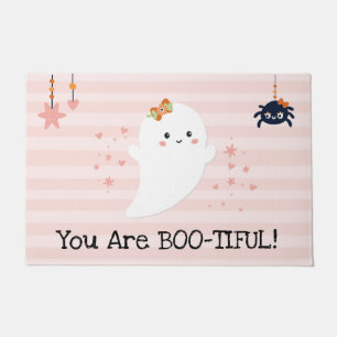 Paillasson Vous êtes Bootiful Kawaii Fantôme Rose Halloween