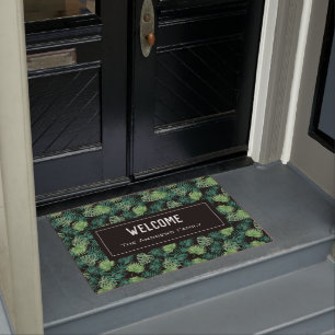 Paillasson Watercolor Beach House Tropical Palm Feuille