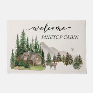 Paillasson Watercolor Cabine Maison Maison Famille Forêt