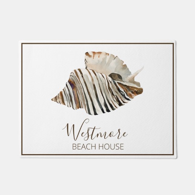 Paillasson Watercolor Seashell Beach House (Devant)