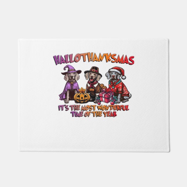 Paillasson Weimaraner Halloween Thanksgiving Christmas Oversi (Devant)