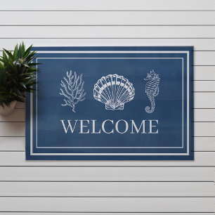 Paillasson Welcome Beach House Coral Shell Seahorse