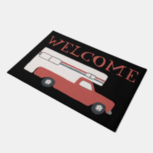Paillasson WELCOME Camion Camion Vintage Motorhome Rouge Bleu