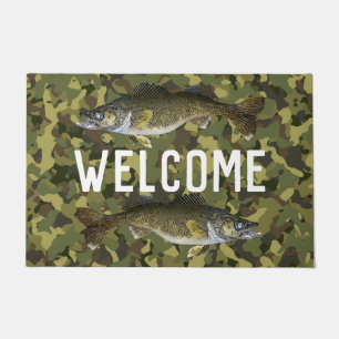 Paillasson Welcome Fishing Walleye Fish Camo Home Cottage 
