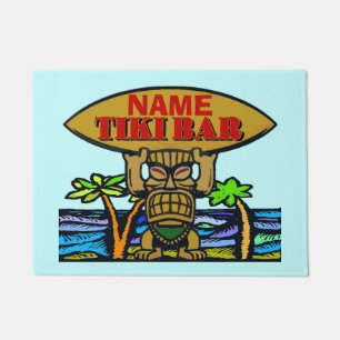 Paillasson Welcome Mat, Tiki Bar, Add Name Doormat