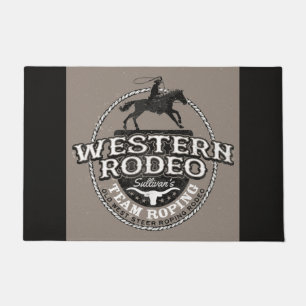 Paillasson Western Rodeo Old West Steer Roping Personnalisé