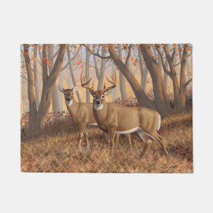 Paillasson White Deer Buck & Doe Automne Maple Woods