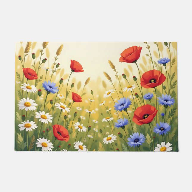 Paillasson Wildflower Meadow Poppy Pattern (Devant)