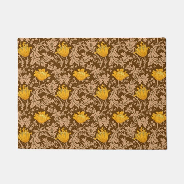 Paillasson William Morris Anemone, Brown et moutarde Gold (Devant)