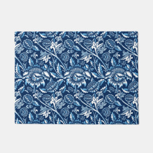 Paillasson William Morris Sunflower, bleu foncé et blanc