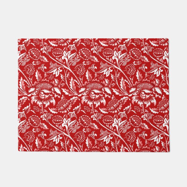Paillasson William Morris Sunflowers, Deep Red et White (Devant)