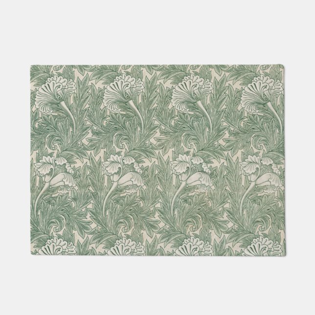 Paillasson William Morris tulip fond textile vert (Devant)