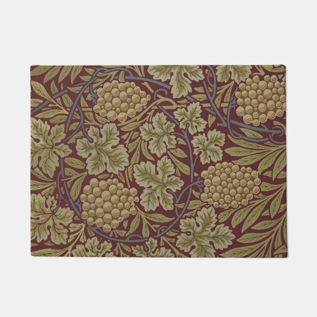 Paillasson William Morris Vine Grappe Rouge Vert Art (Devant)