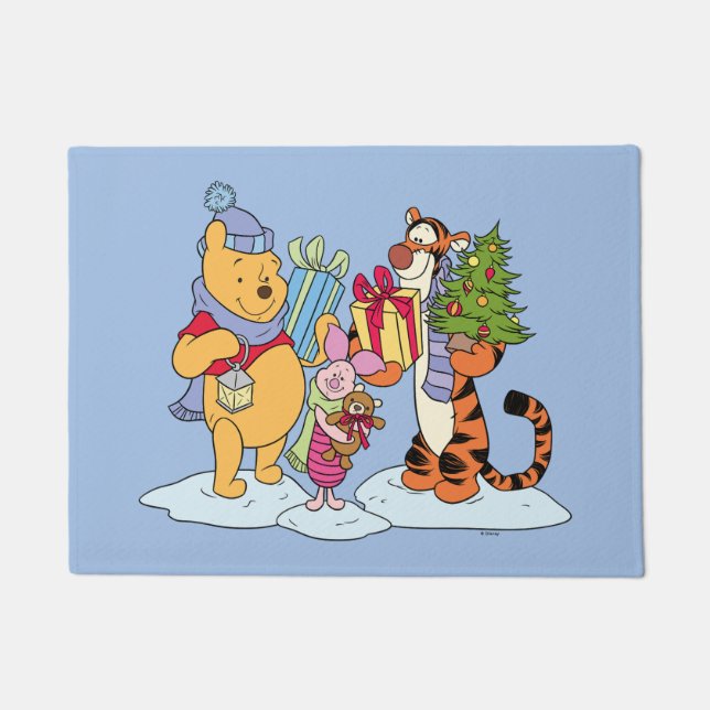 Paillasson Winnie l'Ourson| Joyeux cadeau de vacances (Devant)