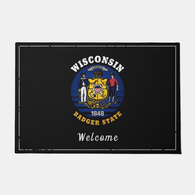 PAILLASSON WISCONSIN BADGER STAT FLAG DOORMAT (Devant)