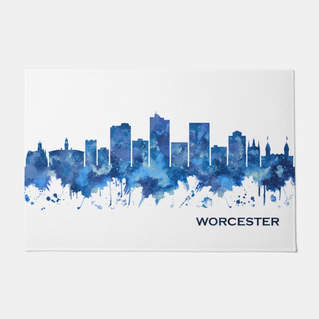 Paillasson Worcester Massachusetts Skyline Blue (Devant)