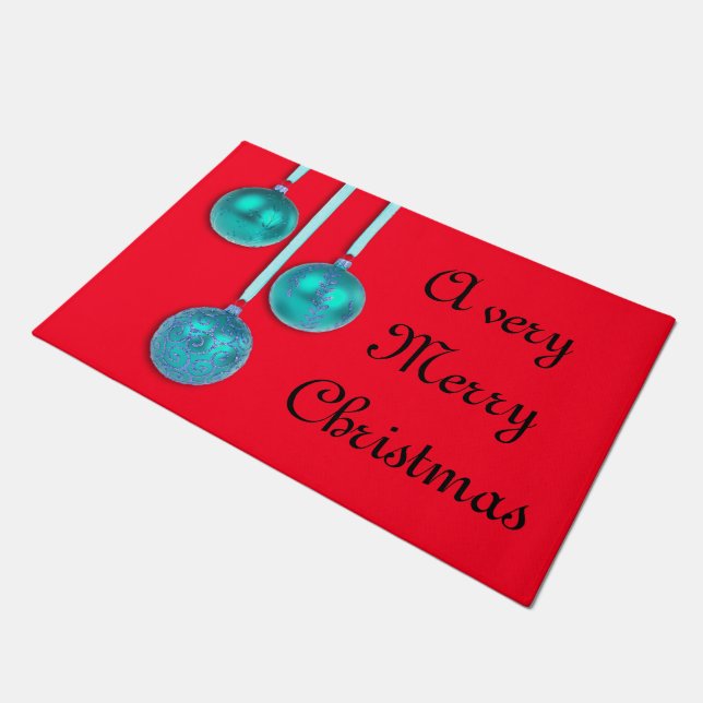 Paillasson Xmas Tree Baubles bleu turquoise + vos idées (Incliné)