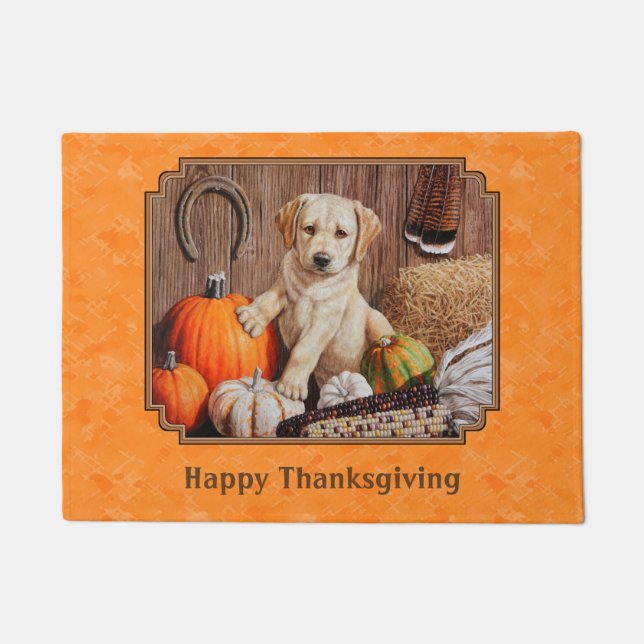Paillasson Yellow Lab Pup et Pumkin Harvest Orange (Devant)