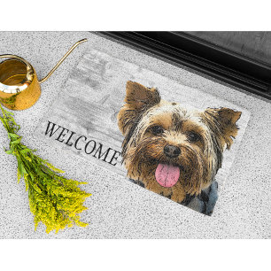 Paillasson Yorkie Bienvenue chien mignon animal de compagnie 