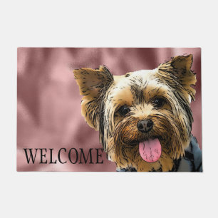 Paillasson Yorkie Bienvenue mignon chien animal de compagnie 