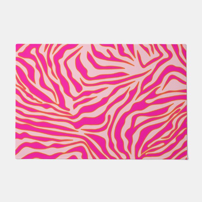 Paillasson Zebra Stripes rose Orange Poster de animal sauvage (Devant)