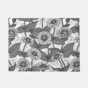 Paillasson Zinnias, monochrome sur blanc