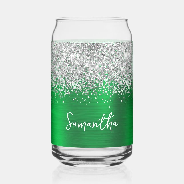 Pailleté Argent Vert Clair Nom Glamour (Recto)