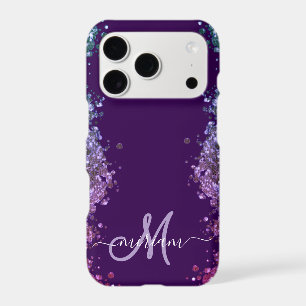 Pailleté Monogramme Moderne Violet Bleu Vert Clair
