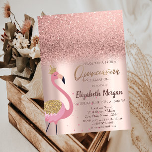 Pailleté or rose élégant, invitation pour Quinceañ