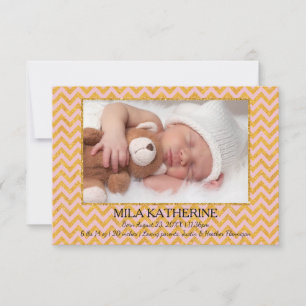 Pailleté rose/or chevron - Faire-part de naissance