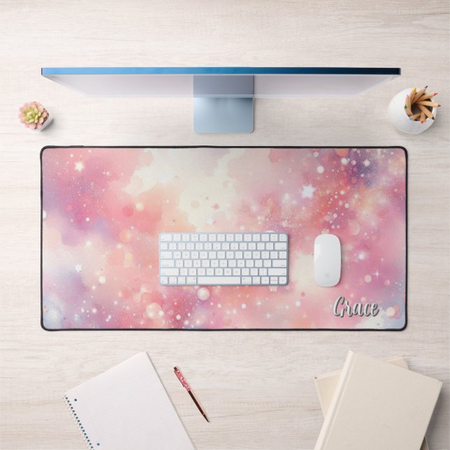 Pailleté Rose Personnalisé Bureau à domicile (Bureau 1)