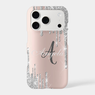 Paillettes Argentées Modernes, Or Rose, Monogramme