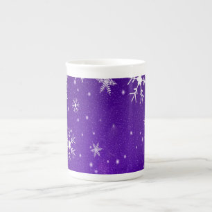 Paillettes blanches bleu violet dos d'os Chine Mug