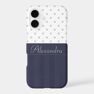 Paillettes d'argent tendance et rayures bleues ave